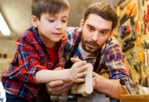 father, son, dad, parent, child, kid, teach, help, woodwork, woodworking